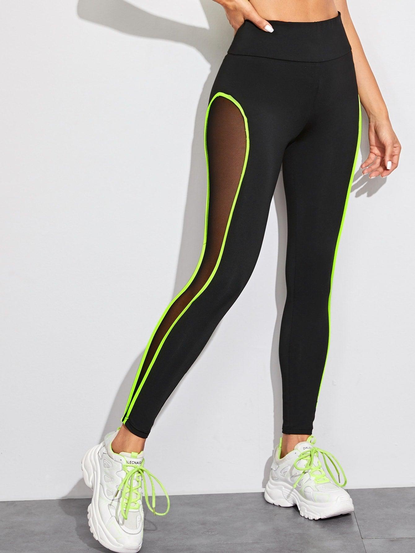 NEON MESH LEGGINGS - pink kangaroo yoga