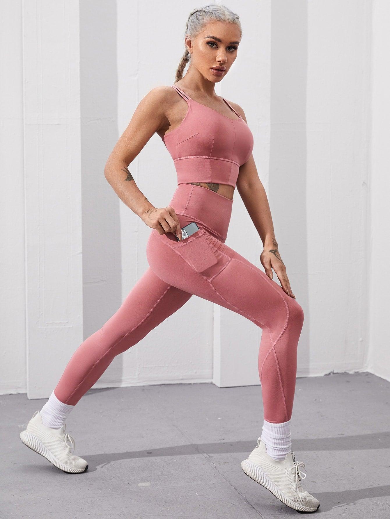 BACK IT KRISS KROSS YOGA SET - pink kangaroo yoga