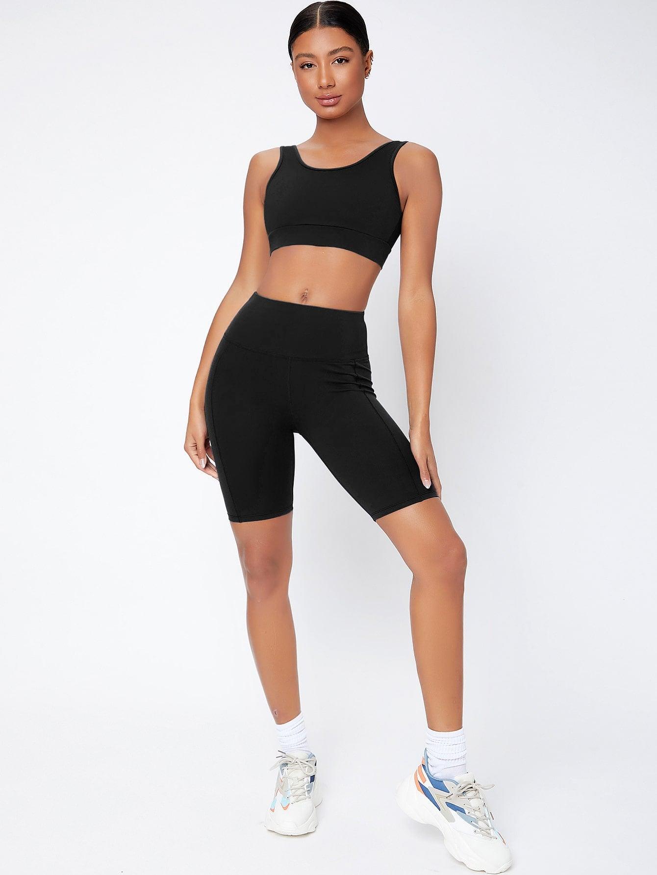 SOLID BIKER SPORTS SET - pink kangaroo yoga