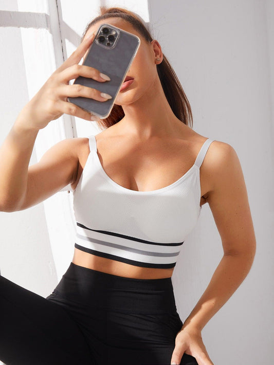 STRIPED BRA TOP - pink kangaroo yoga