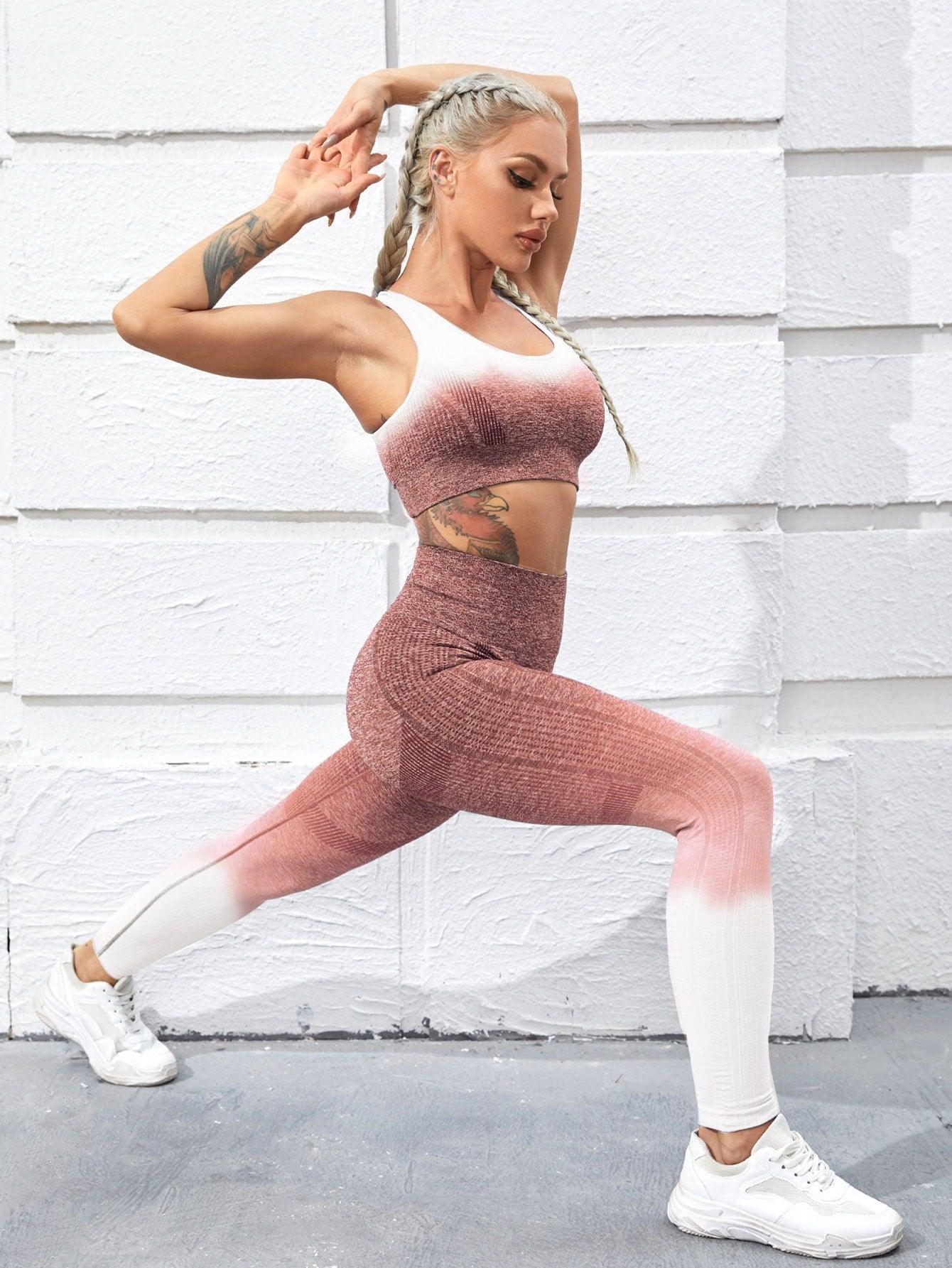 OMBRE RACER YOGA SET - pink kangaroo yoga