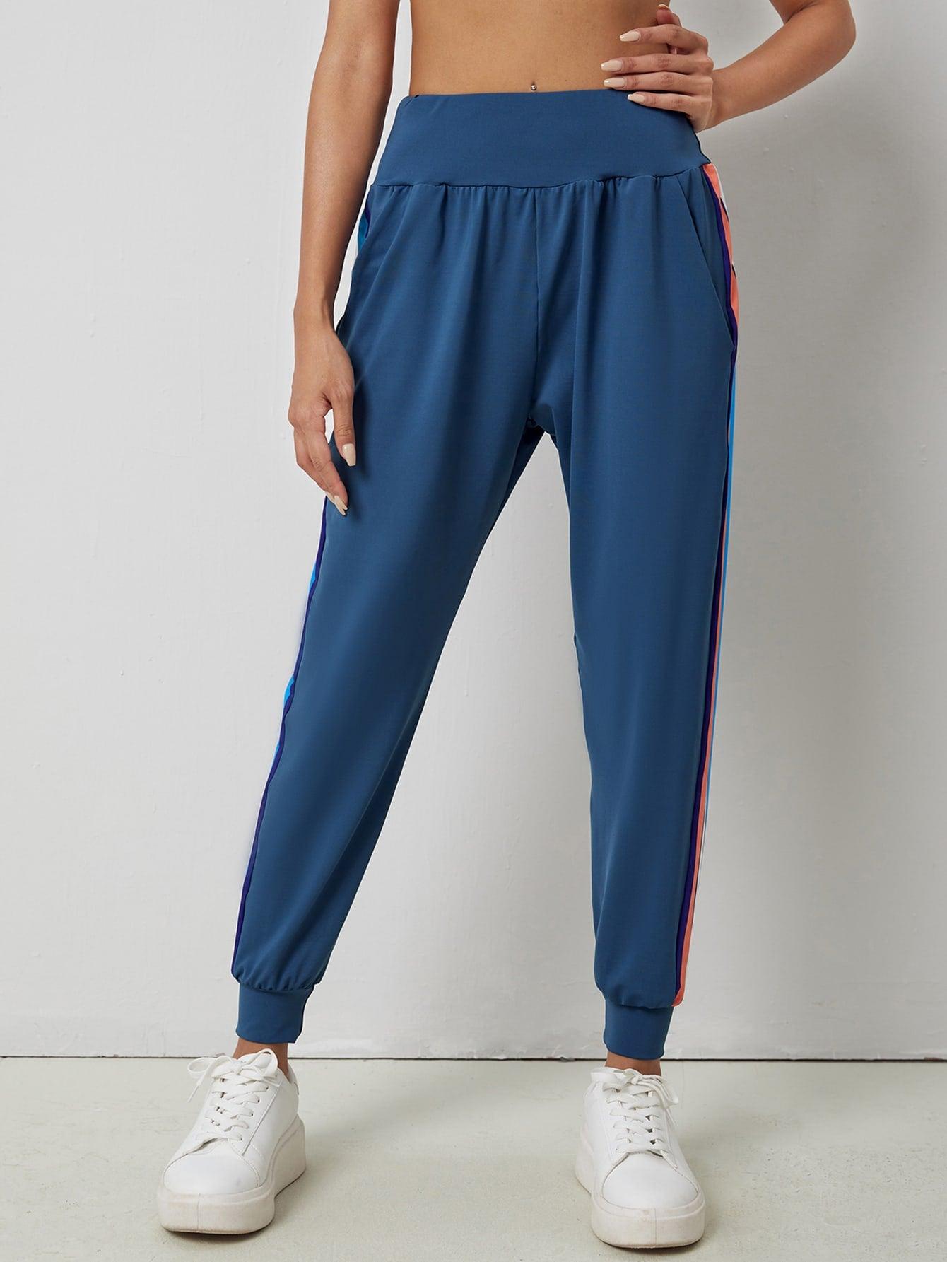 SIDE STRIPED SPORTS PANTS - pink kangaroo yoga