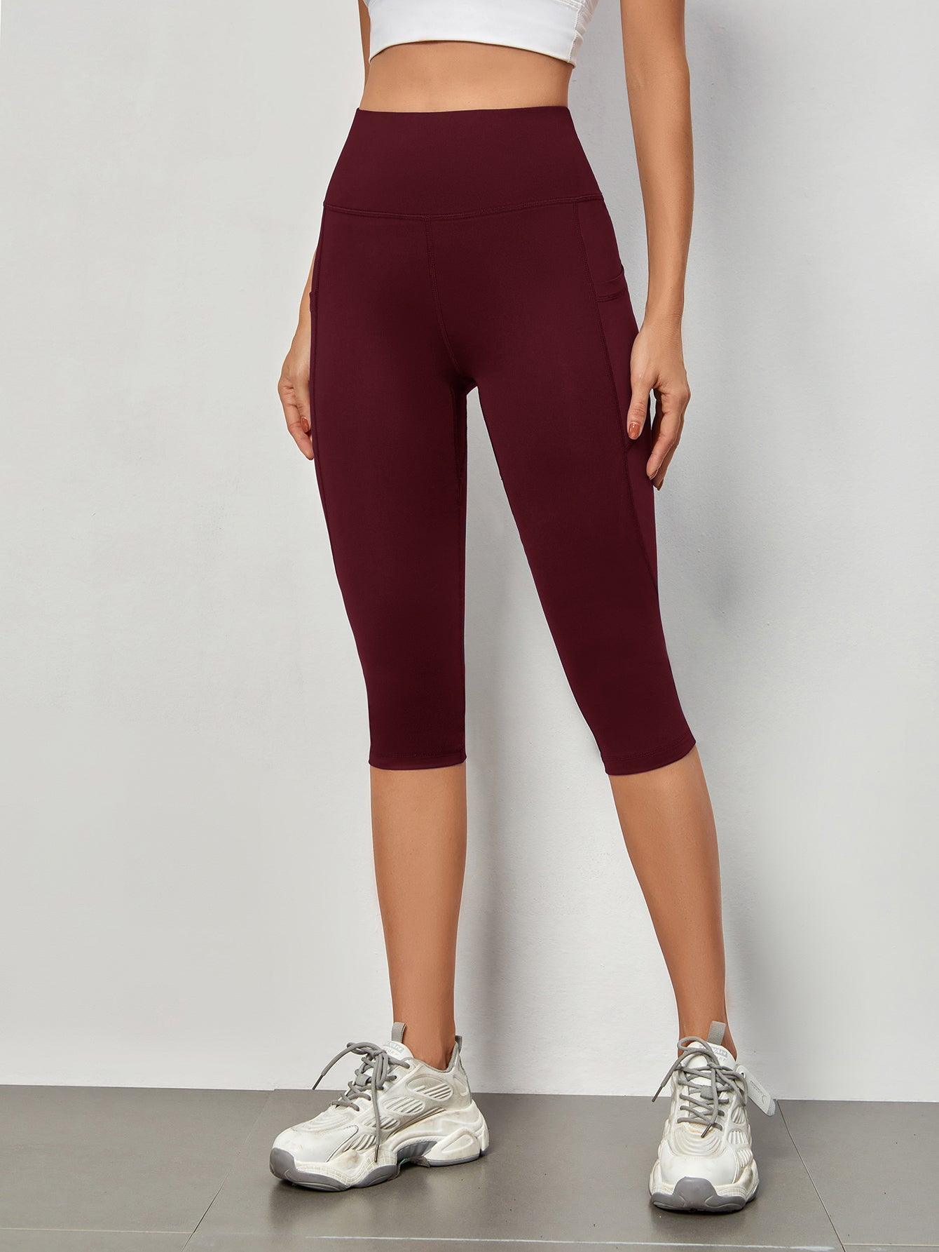 SOLID CAPRI SPORTS LEGGINGS - pink kangaroo yoga