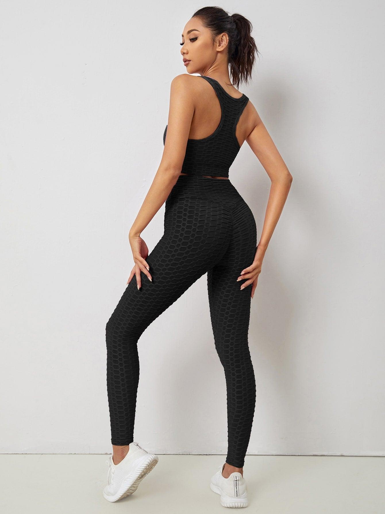 HONEYCOMB TEXTURED FITNESS SET - pink kangaroo yoga