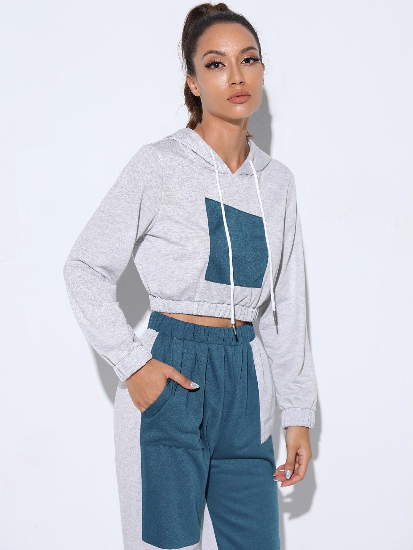 COLORBLOCK SPORTS HOODIE - pink kangaroo yoga