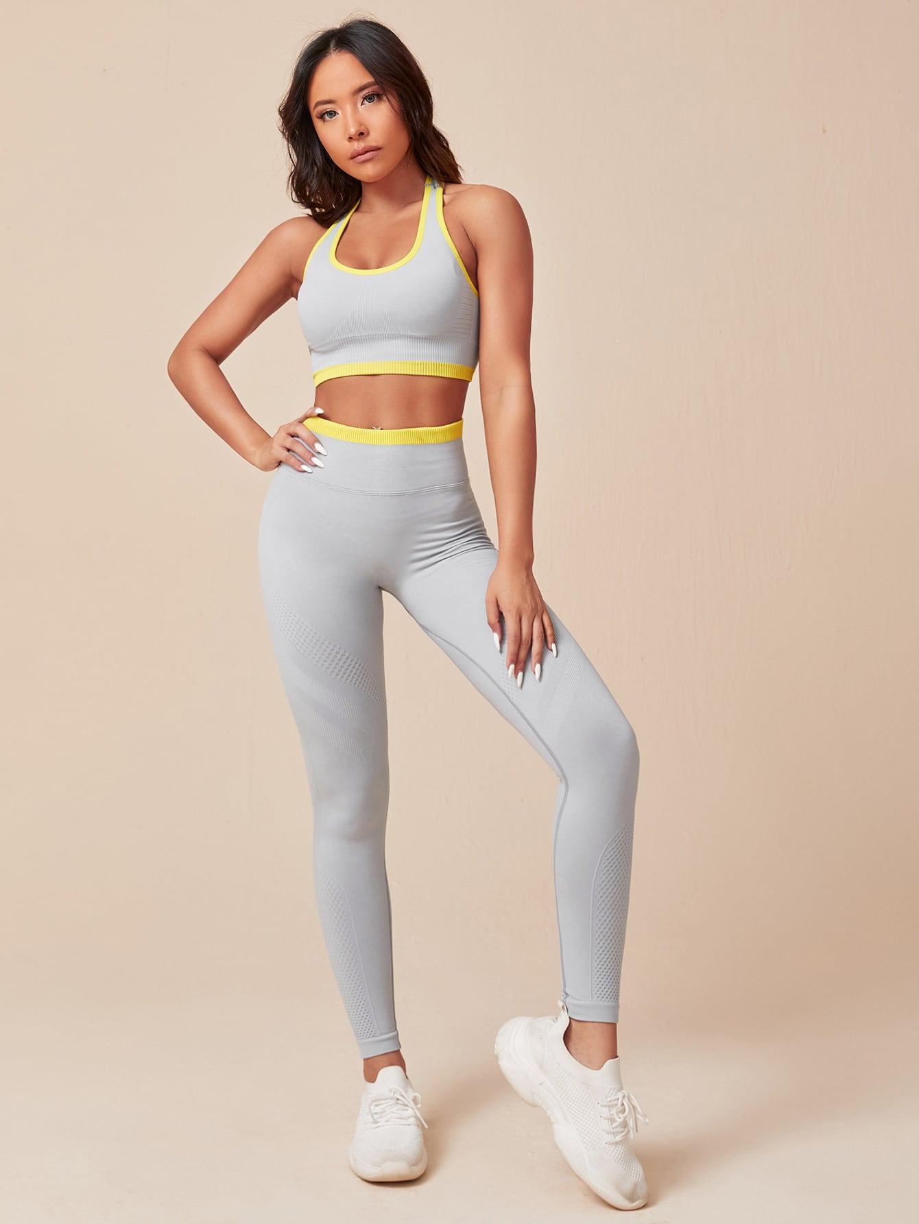 COLORBLOCK SEAMLESS FITNESS SET - pink kangaroo yoga