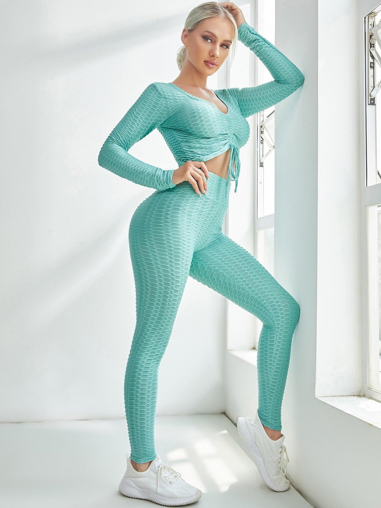 HONEYCOMB LACEUP FITNESS SET - pink kangaroo yoga