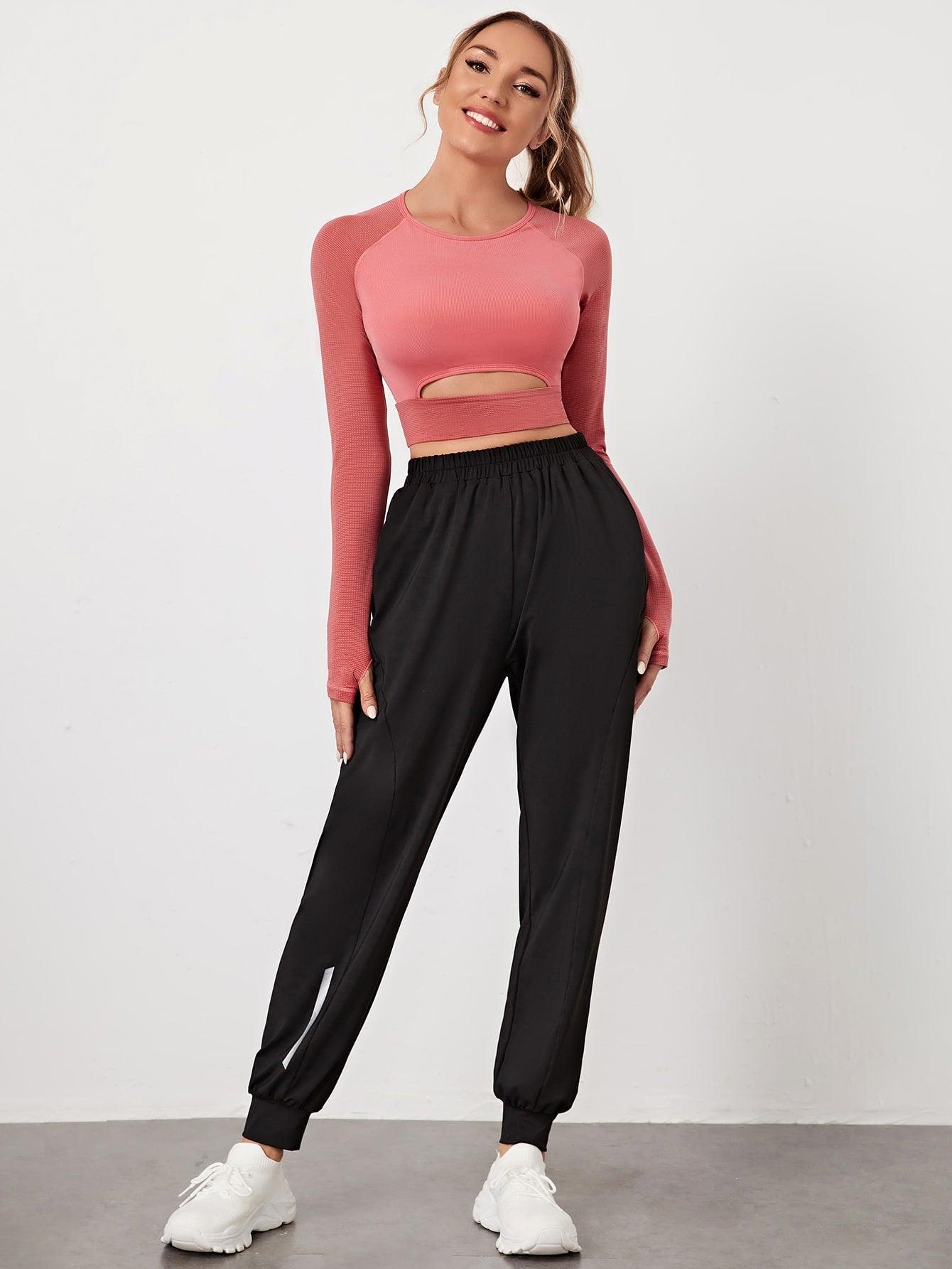 CUTOUT RAGLAN SPORTS TEE - pink kangaroo yoga