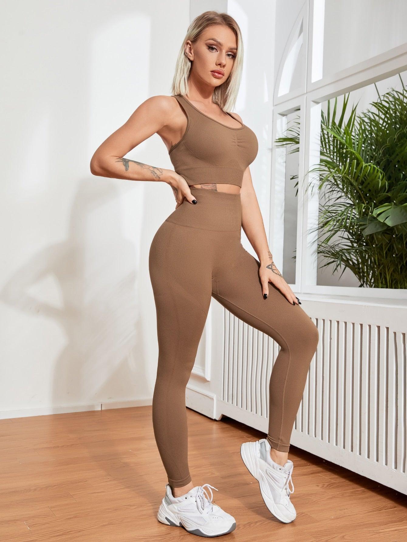 SEAMLESS FITNESS SET - pink kangaroo yoga