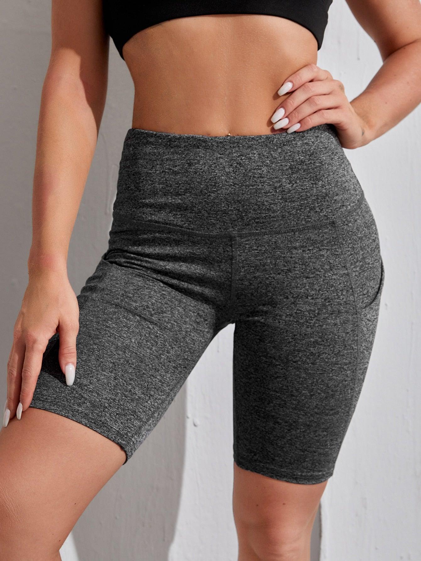 WIDE BAND BIKER SHORTS - pink kangaroo yoga