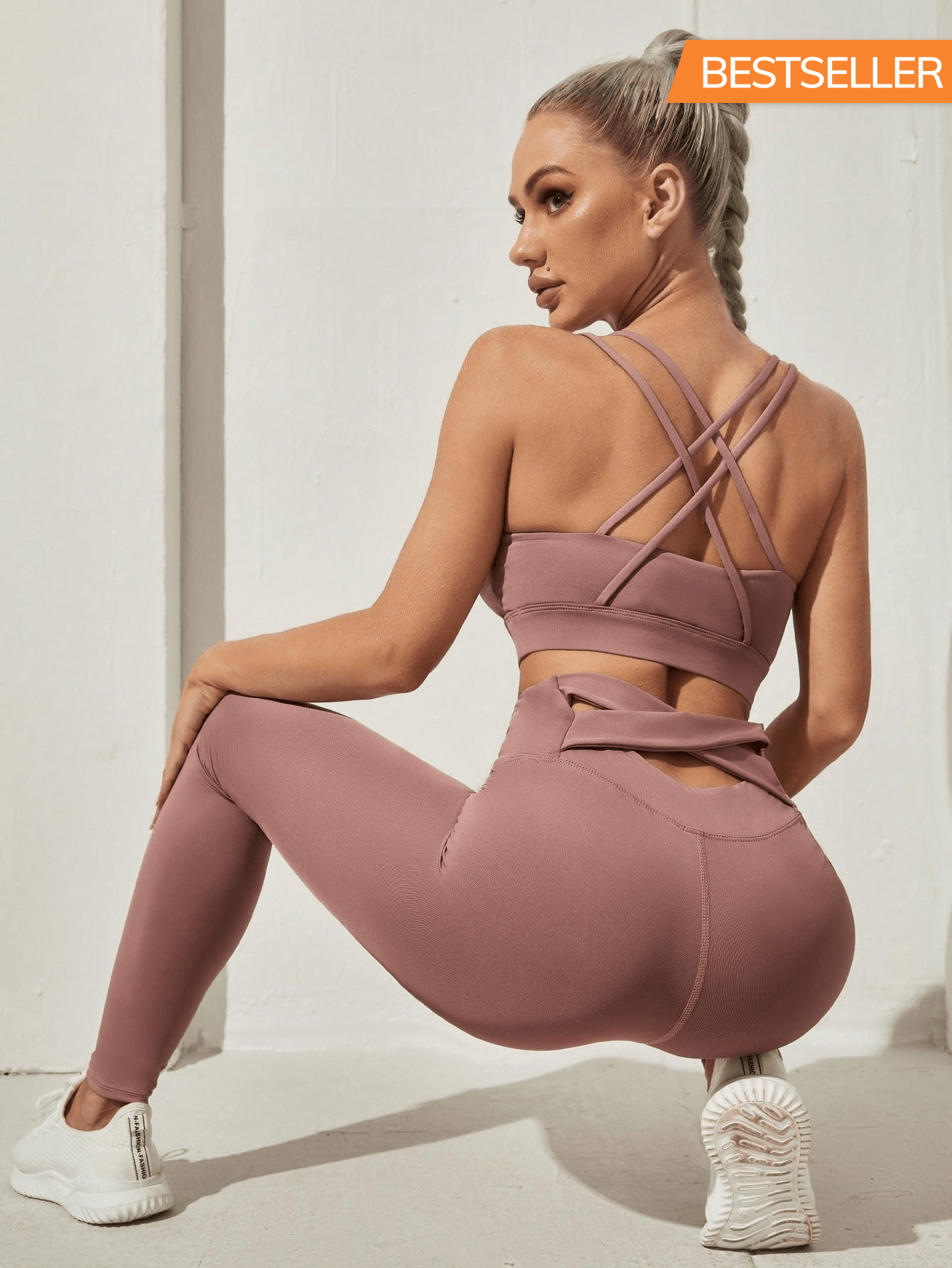 KRISS KROSS BACK YOGA SET - pink kangaroo yoga