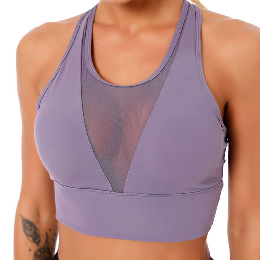 MESH PUSH UP TOP - pink kangaroo yoga