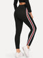 RED STRIPED LEGGINGS - pink kangaroo yoga