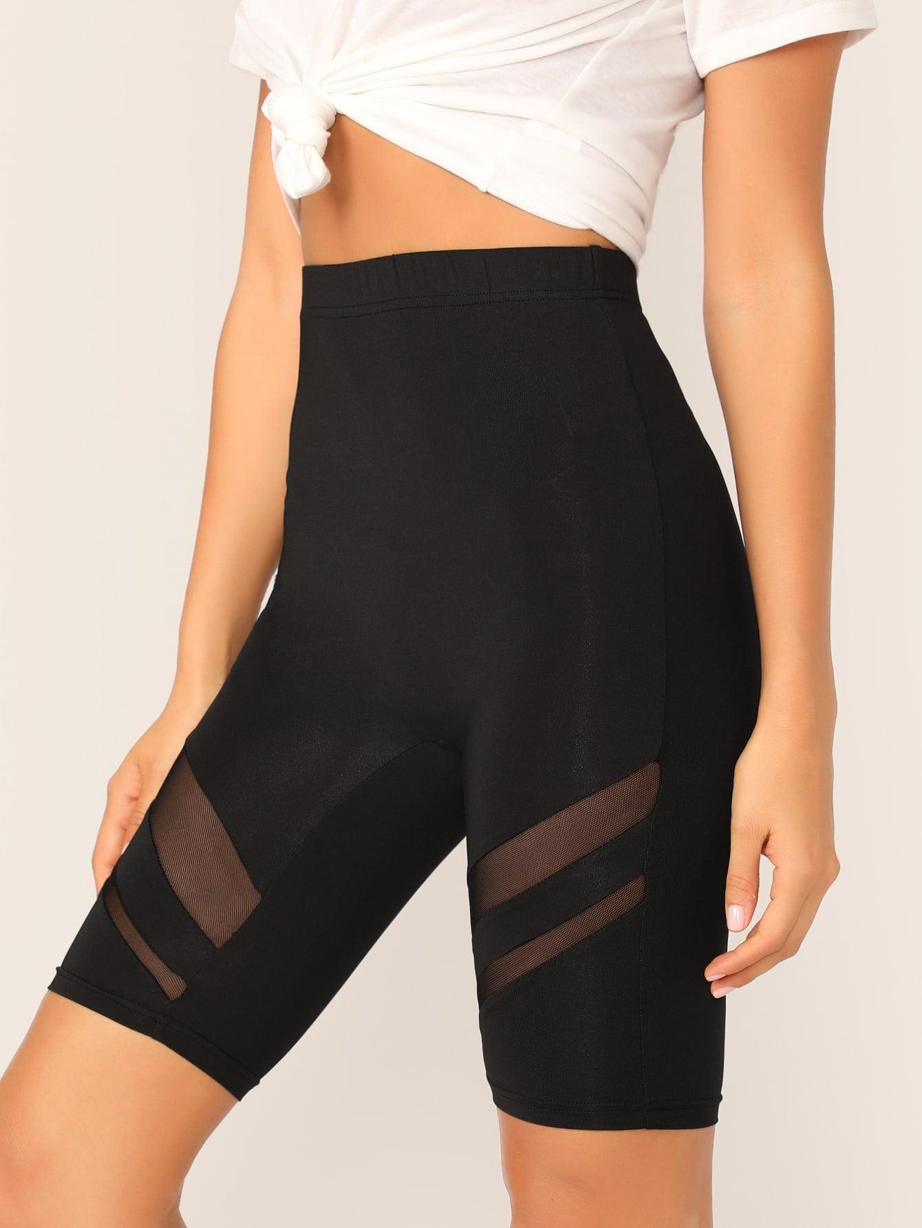 SOLID MESH BIKER SHORTS - pink kangaroo yoga