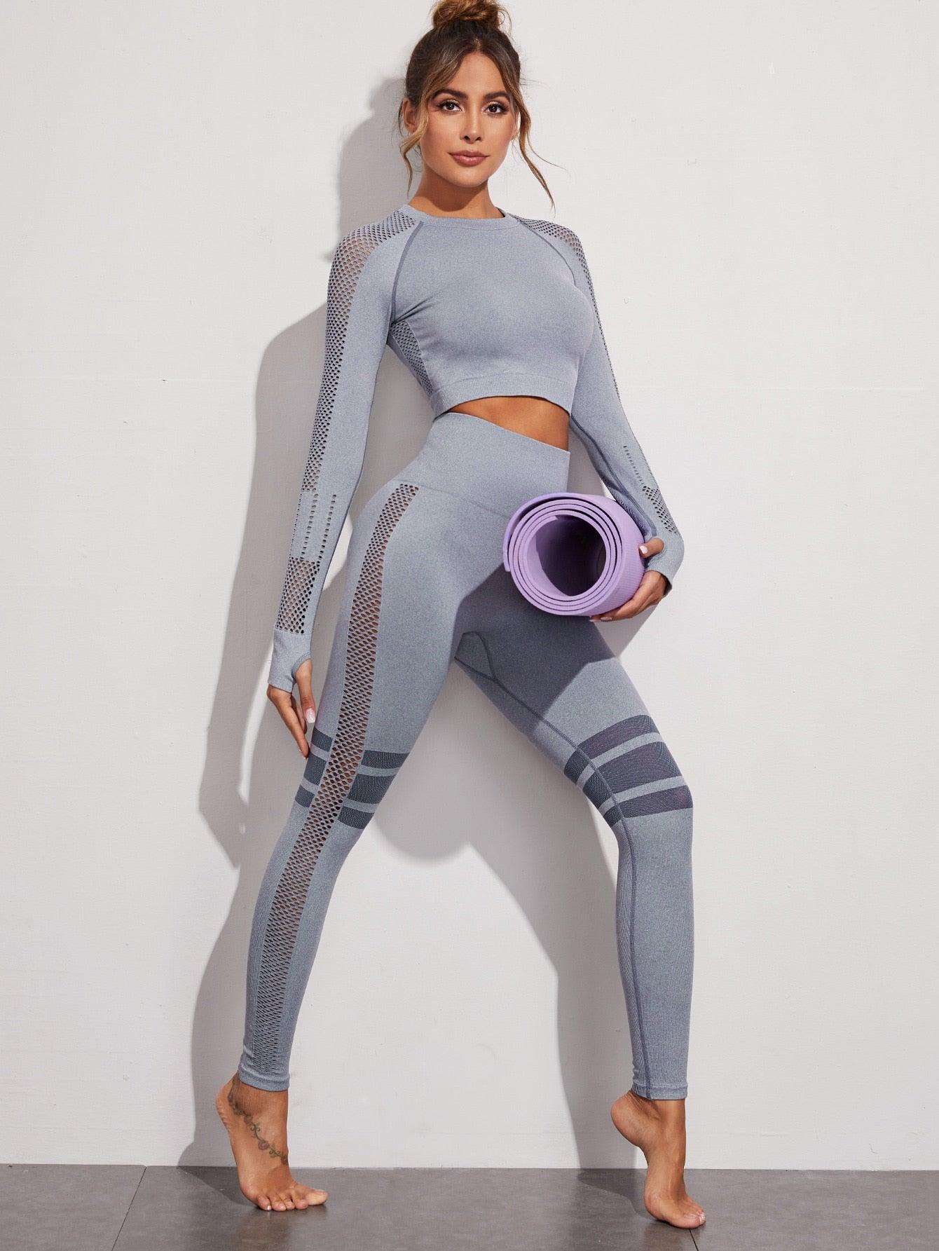 FISHNET SEAMLESS YOGA SET - pink kangaroo yoga
