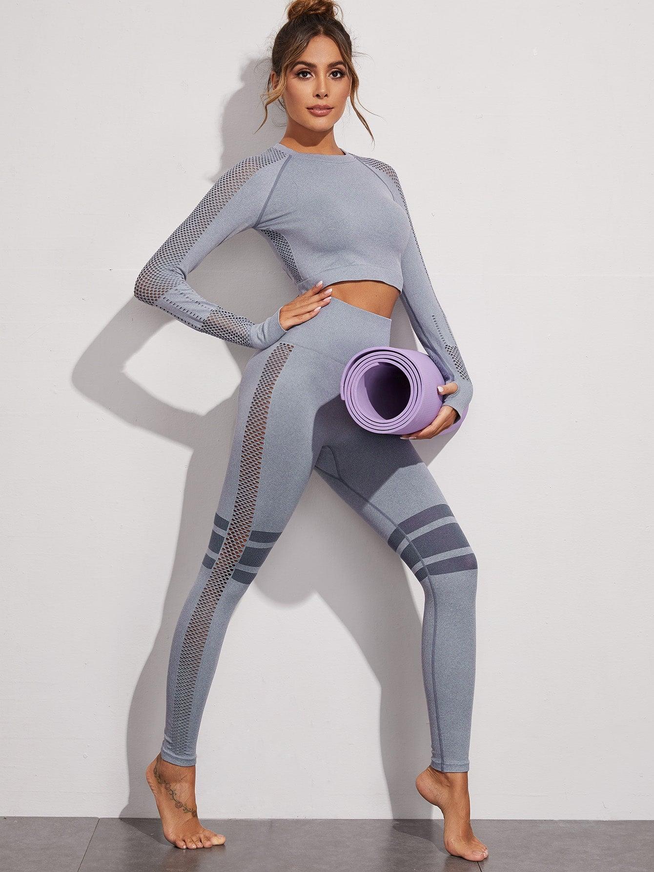 FISHNET SEAMLESS YOGA SET - pink kangaroo yoga