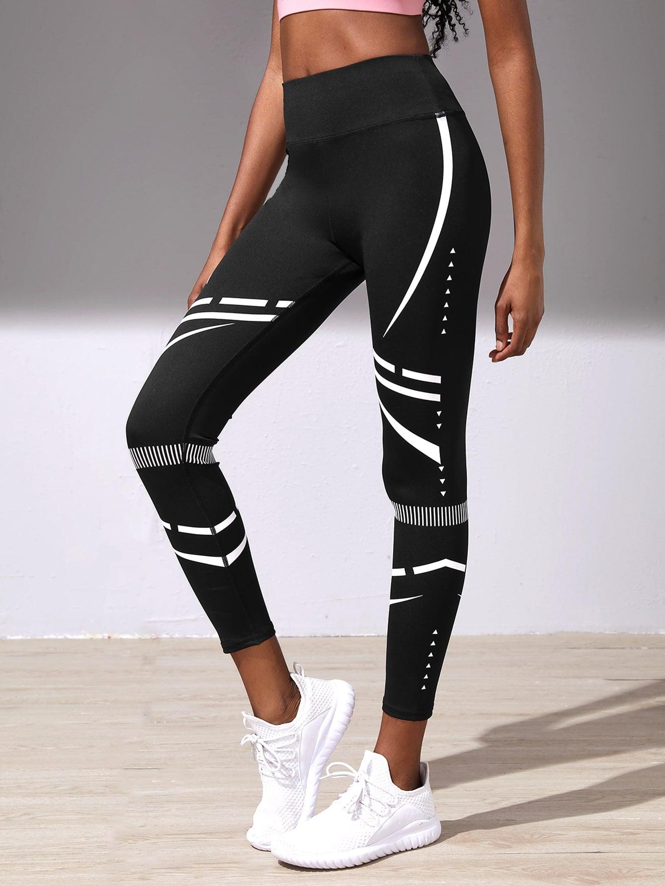 STRIPED CROPPED SPORTS LEGGINGS - pink kangaroo yoga