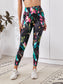 LEAF PRINT HIGH WAIST LEGGINGS - pink kangaroo yoga