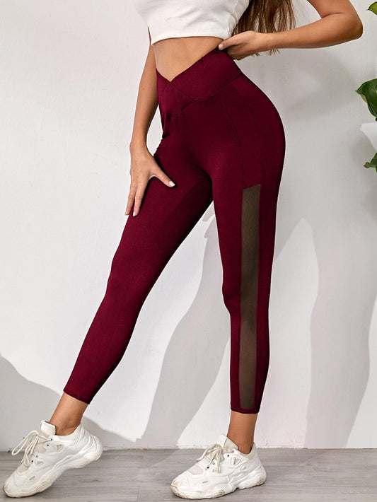 SIDE MESH LEGGINGS - pink kangaroo yoga