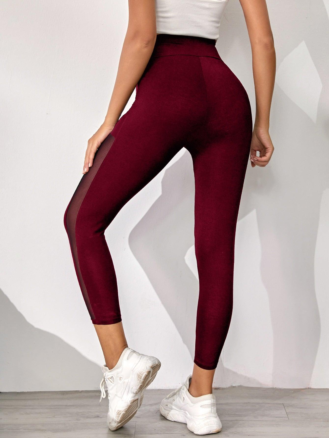SIDE MESH LEGGINGS - pink kangaroo yoga