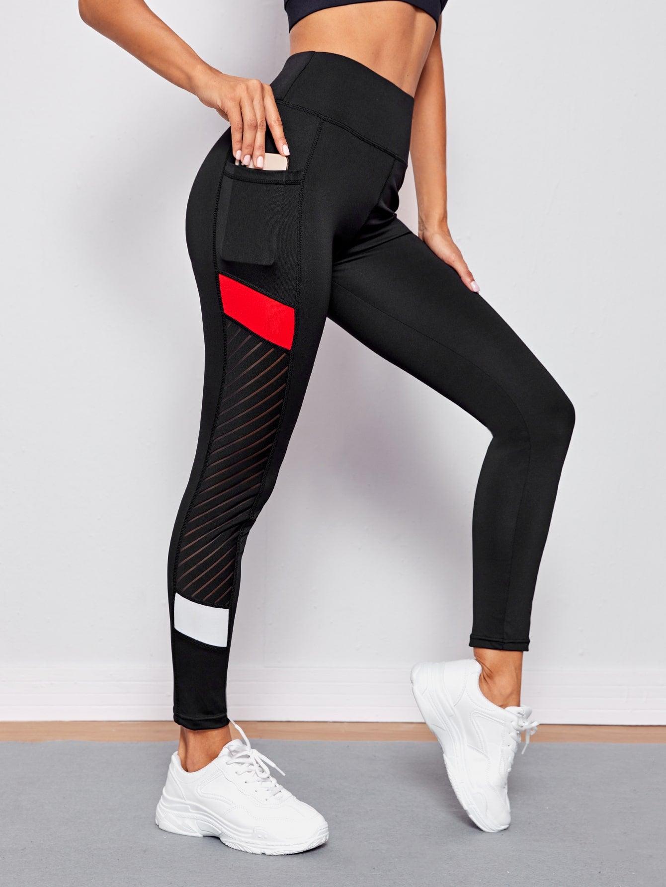 COLORBLOCK SPORTS LEGGINGS - pink kangaroo yoga
