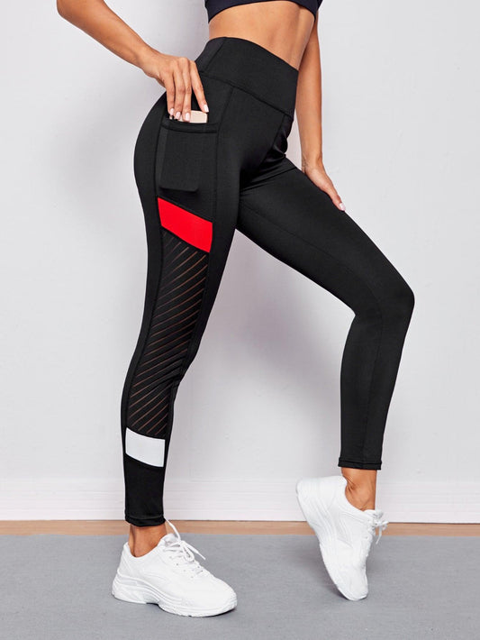 COLORBLOCK SPORTS LEGGINGS - pink kangaroo yoga