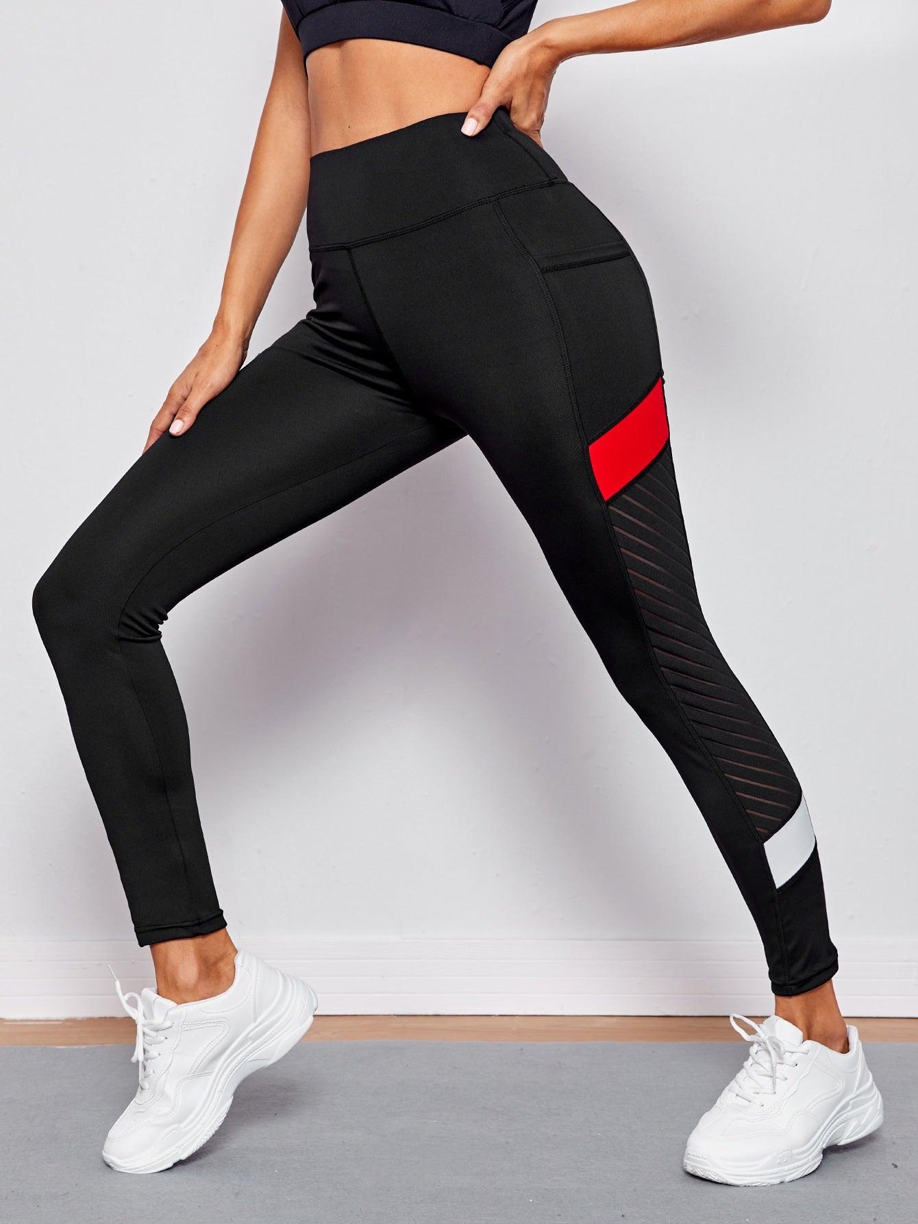 COLORBLOCK SPORTS LEGGINGS - pink kangaroo yoga