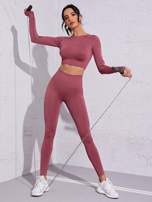 SEAMLESS YOGA SET - pink kangaroo yoga