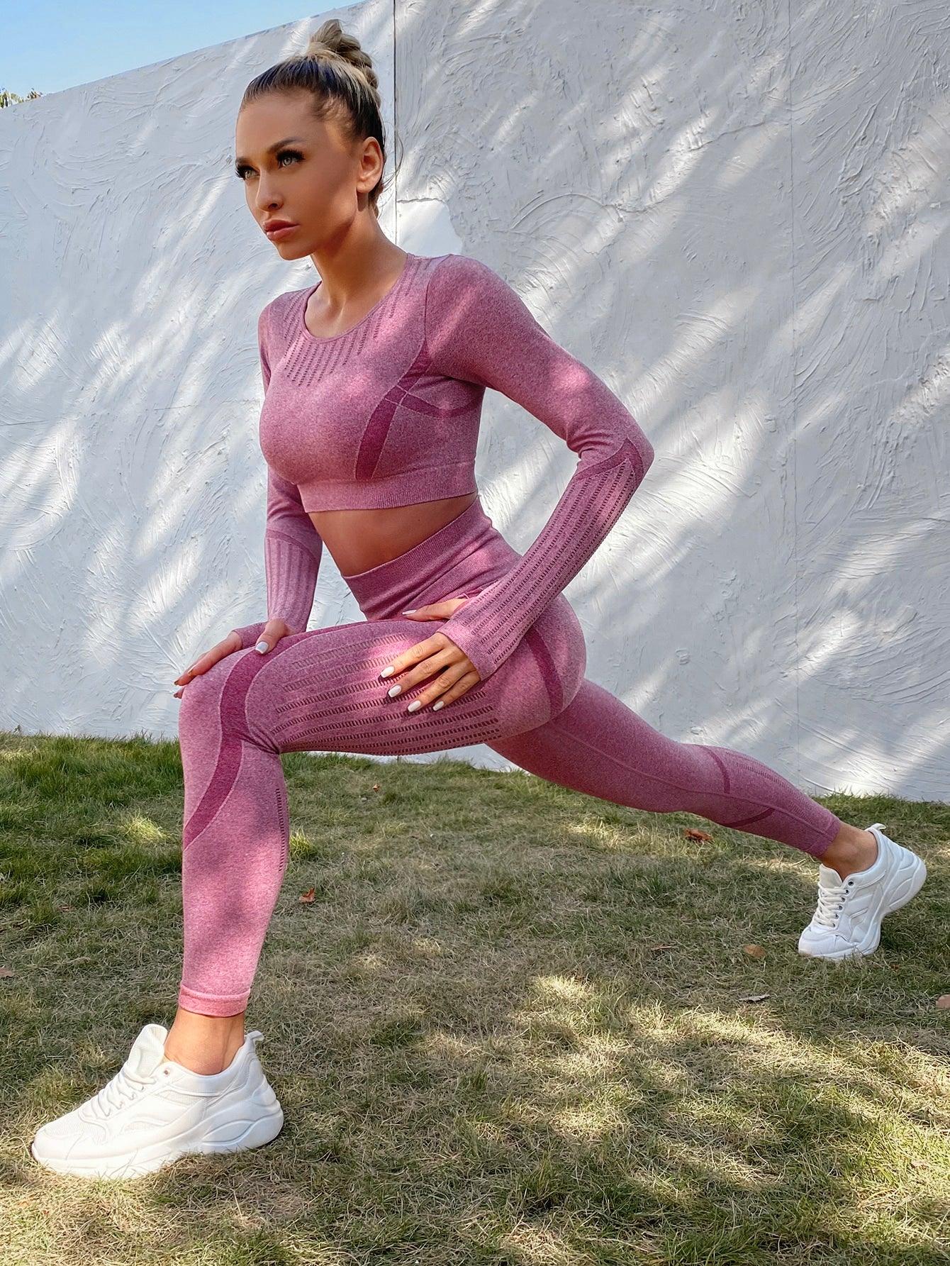SEAMLESS SKINNY YOGA SET - pink kangaroo yoga