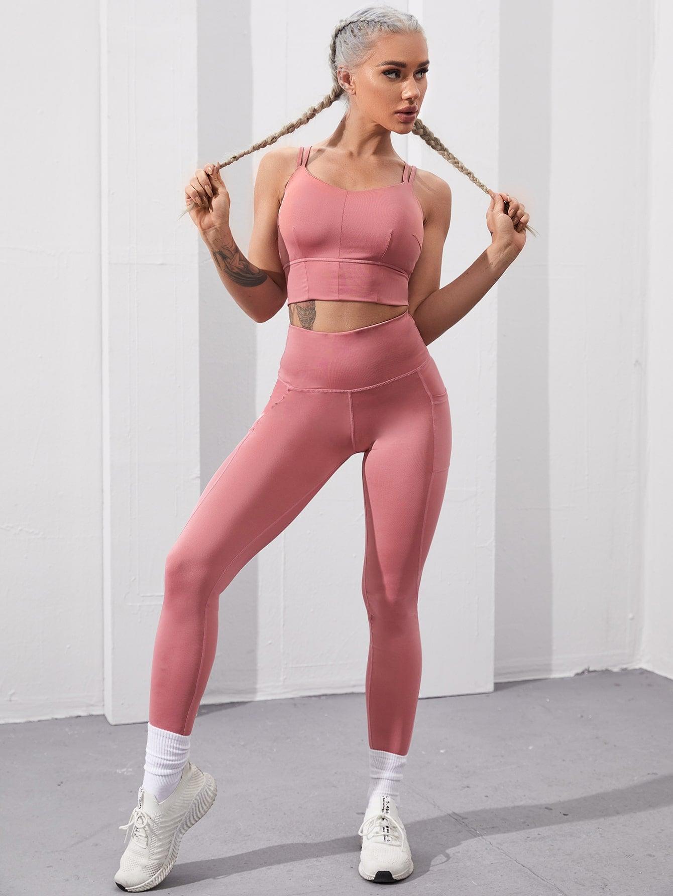 BACK IT KRISS KROSS YOGA SET - pink kangaroo yoga