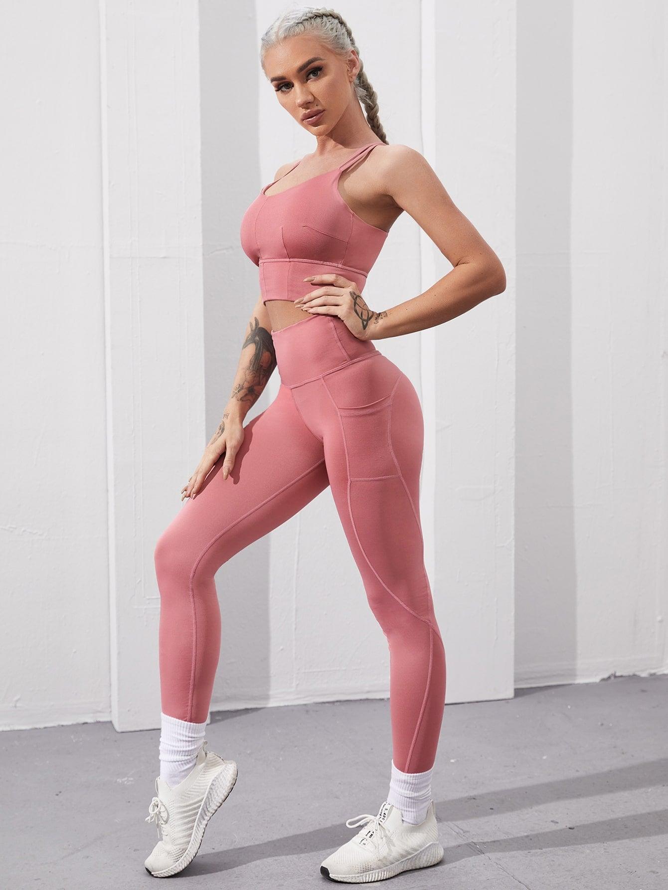 BACK IT KRISS KROSS YOGA SET - pink kangaroo yoga