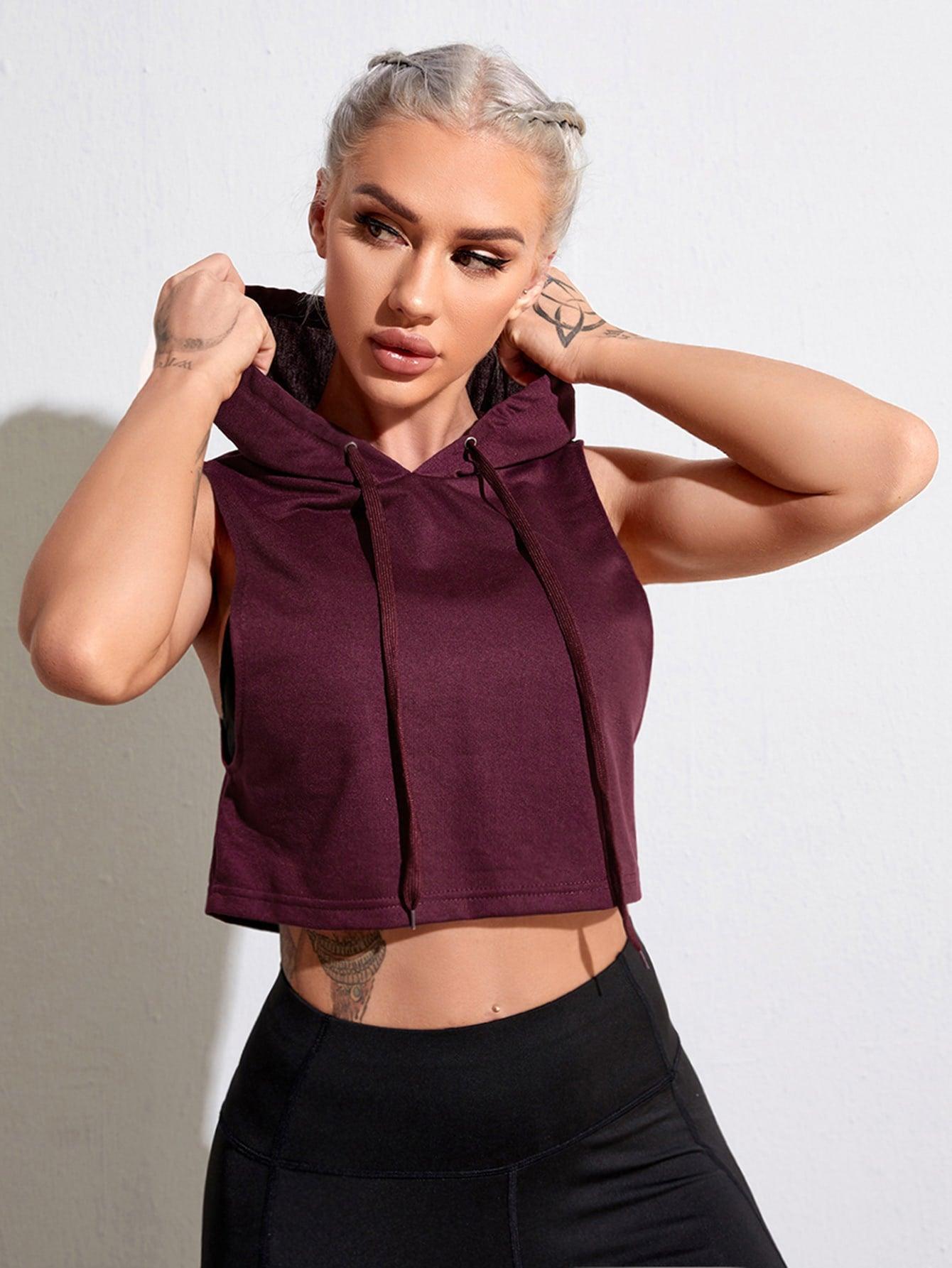 DRAWSTRING SPORTS HOODIE - pink kangaroo yoga