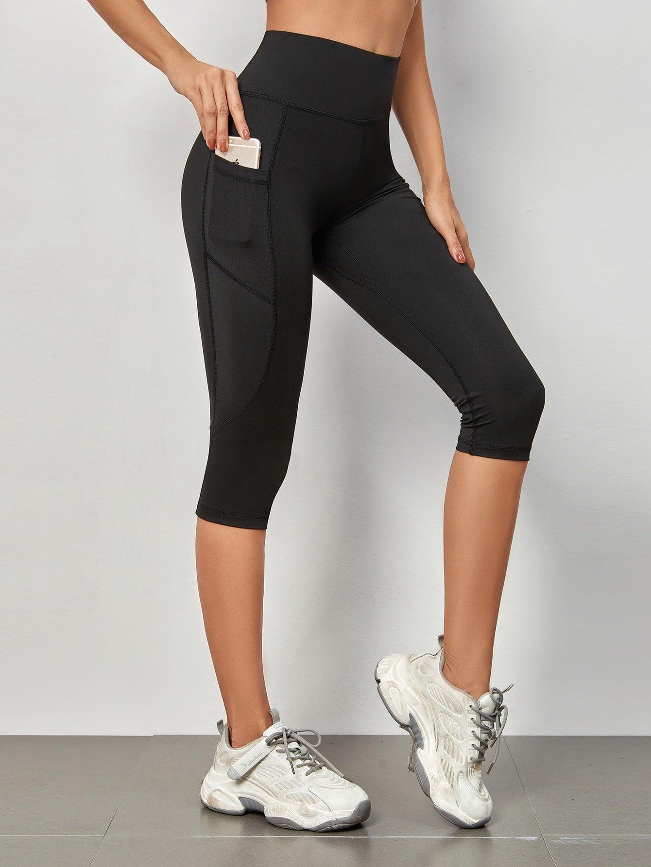 SOLID CAPRI SPORTS LEGGINGS - pink kangaroo yoga