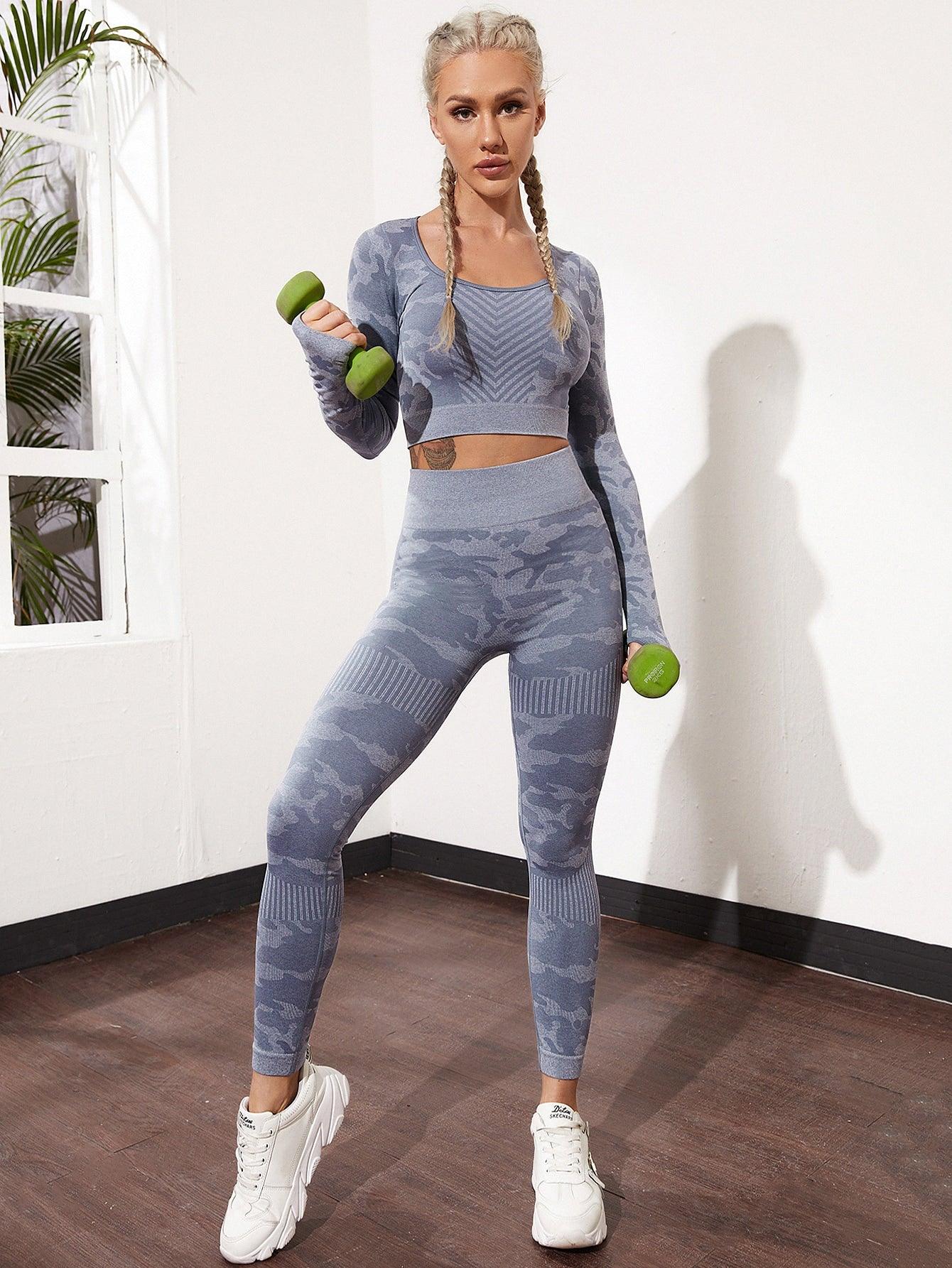 CAMO PRINT YOGA SET - pink kangaroo yoga