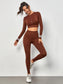 STRIPED ZIP SPORTS SET - pink kangaroo yoga