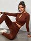 STRIPED ZIP SPORTS SET - pink kangaroo yoga