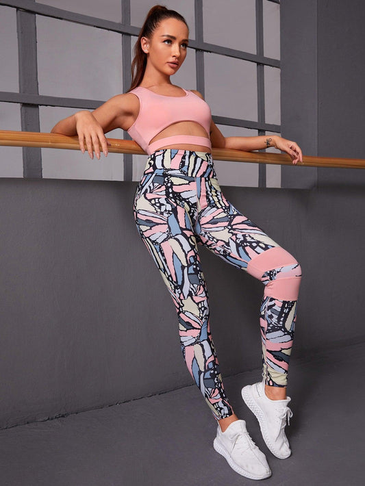 HIGH STRETCH YOGA SET - pink kangaroo yoga