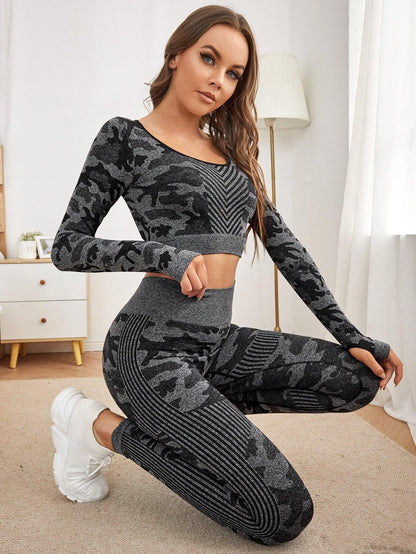 CAMO PRINT YOGA SET - pink kangaroo yoga