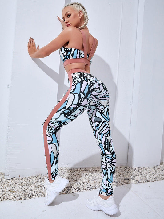 CONTRAST YOGA SET - pink kangaroo yoga