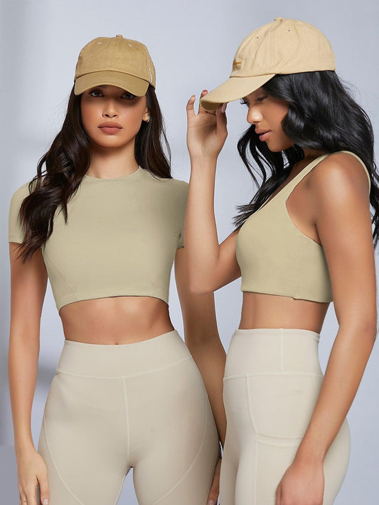 SOLID CROP SPORTS TOP - pink kangaroo yoga