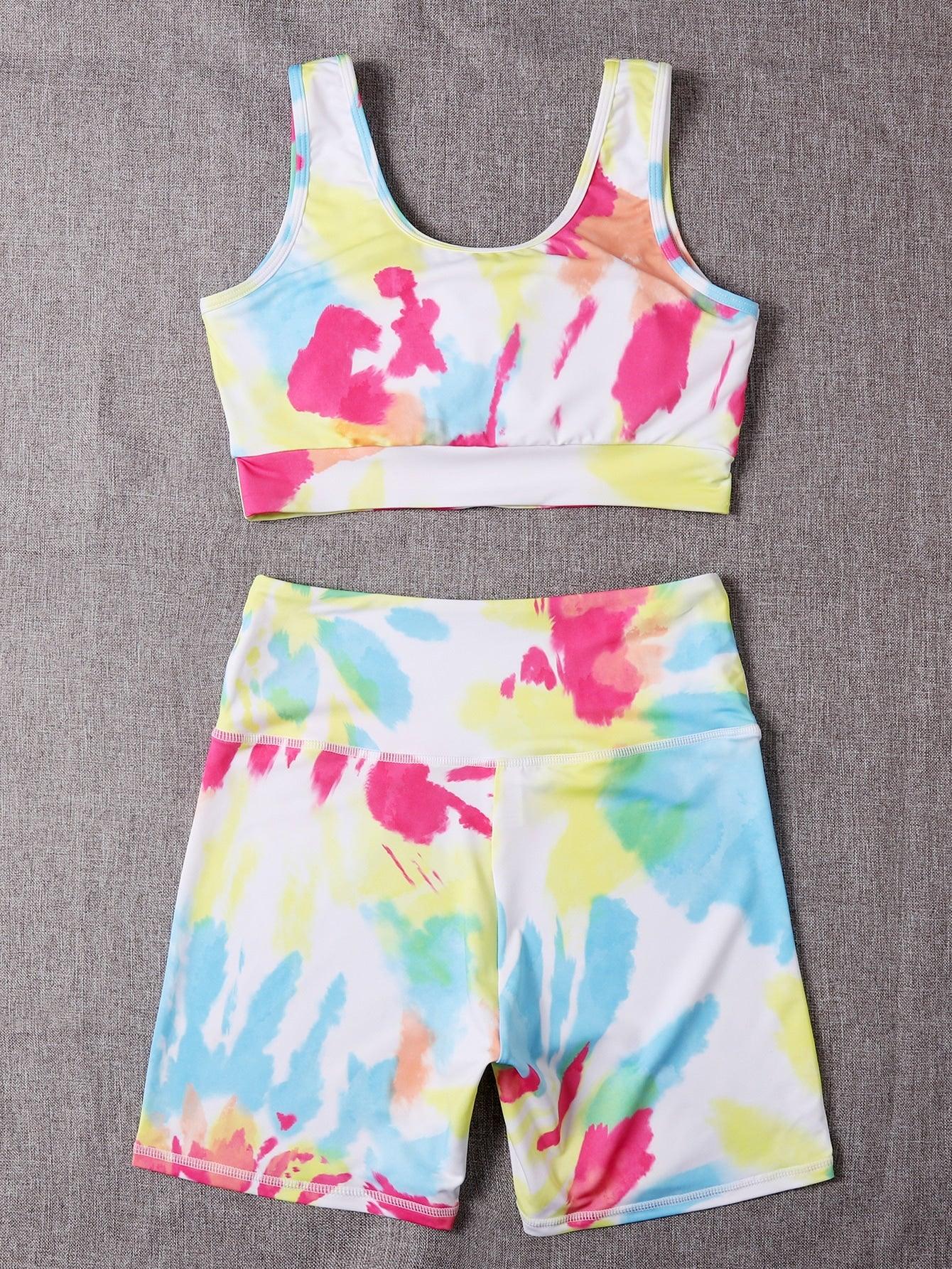 HIGH STRETCH TYE IT YOGA SET - pink kangaroo yoga