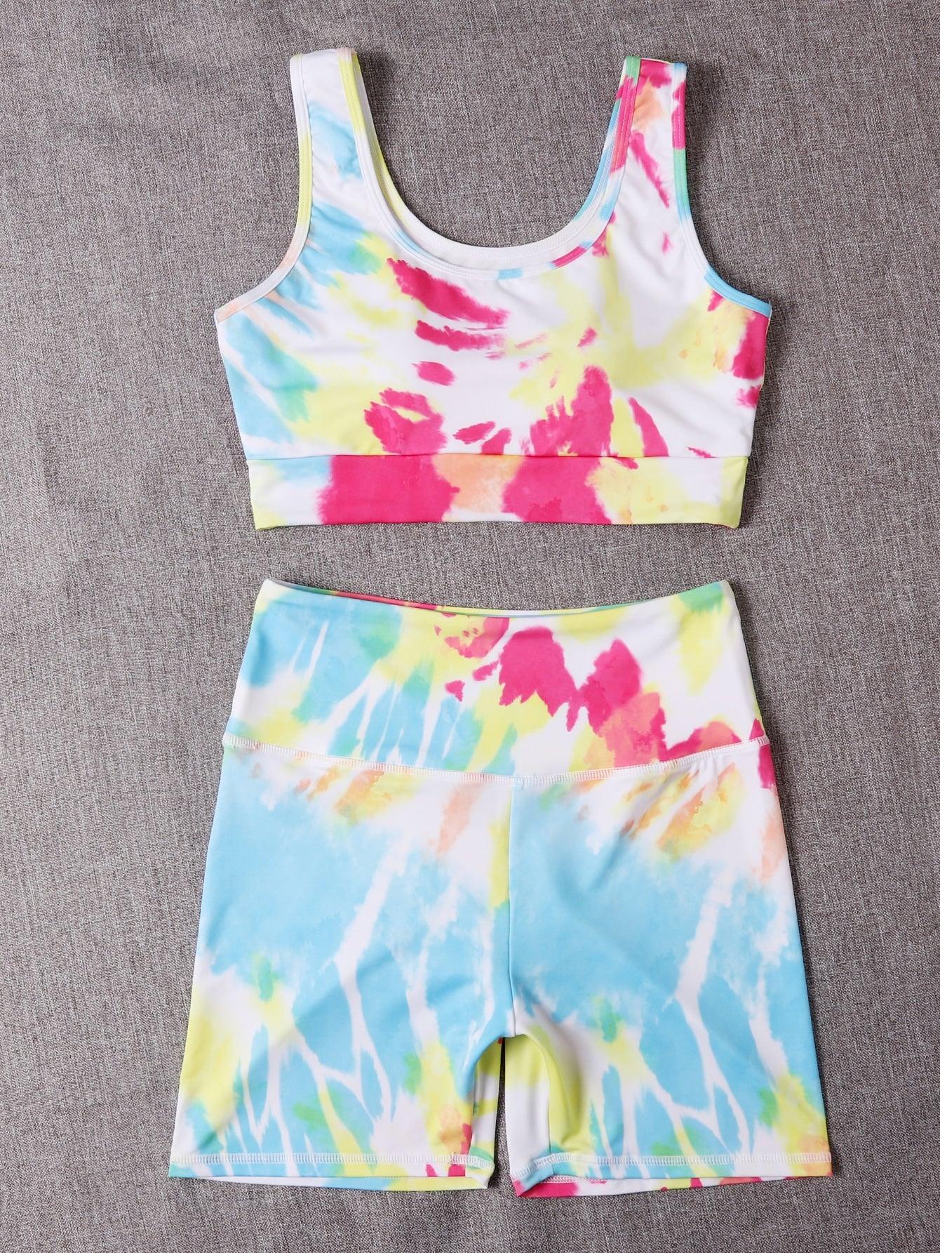 HIGH STRETCH TYE IT YOGA SET - pink kangaroo yoga