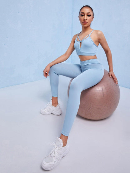 BACKLESS KRISS KROSS SET - pink kangaroo yoga