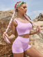 SOLID SEAMLESS YOGA SET - pink kangaroo yoga