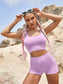 SOLID SEAMLESS YOGA SET - pink kangaroo yoga