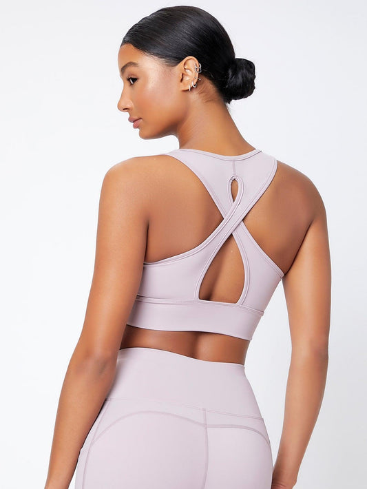 SOLID KRISS KROSS SPORTS BRA - pink kangaroo yoga
