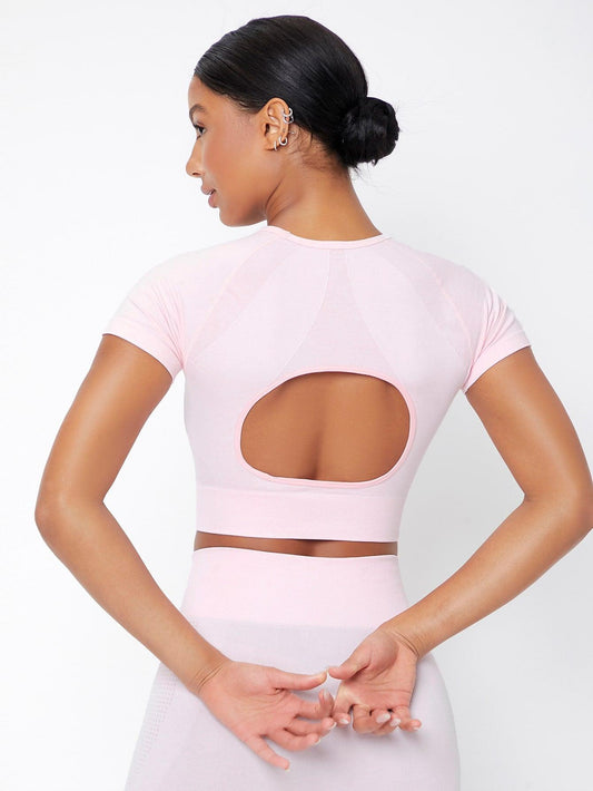 CUT OUT BACK SPORTS TOP - pink kangaroo yoga