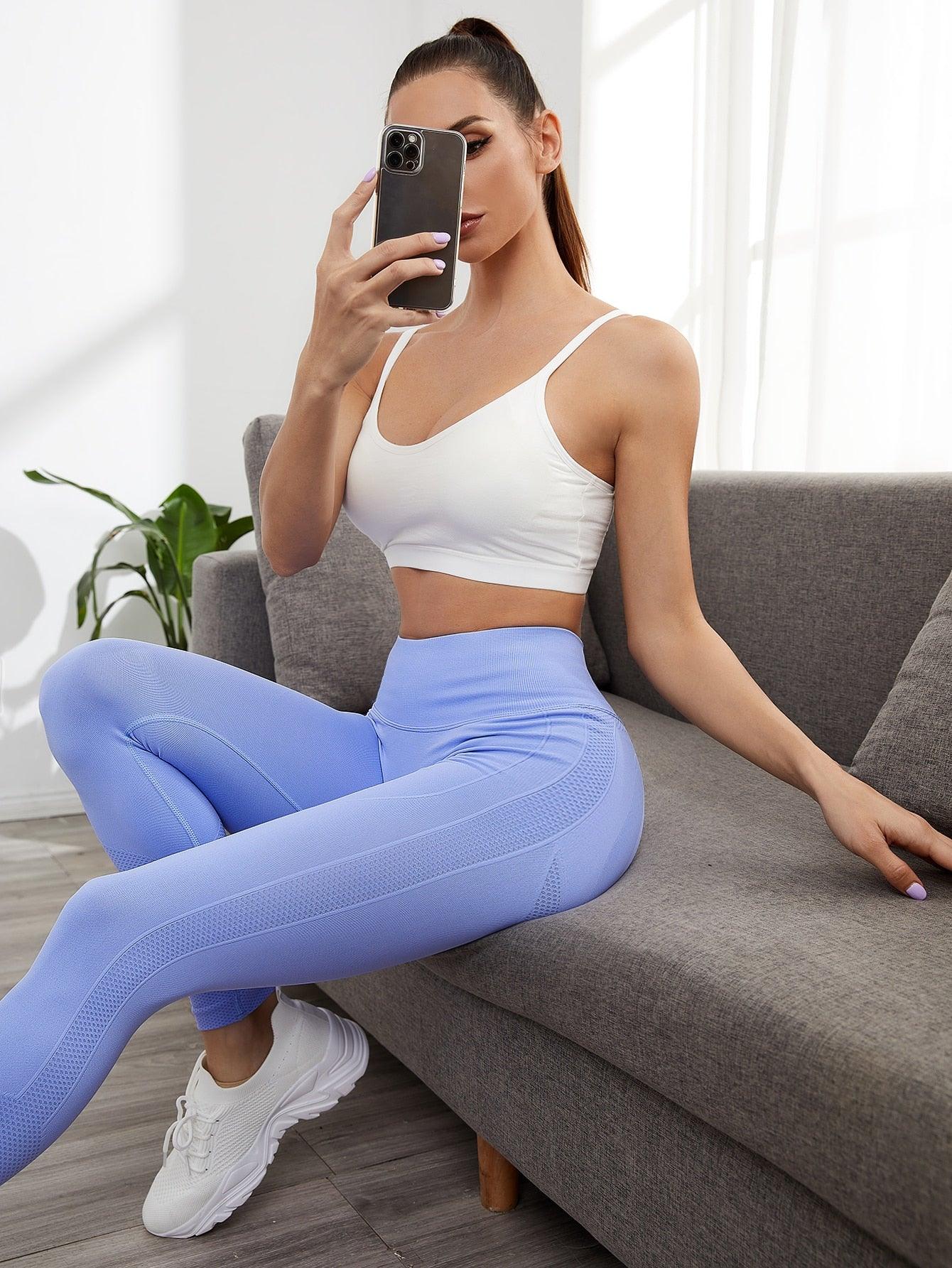 WIDE WAIST SIDE LEGGINGS - pink kangaroo yoga