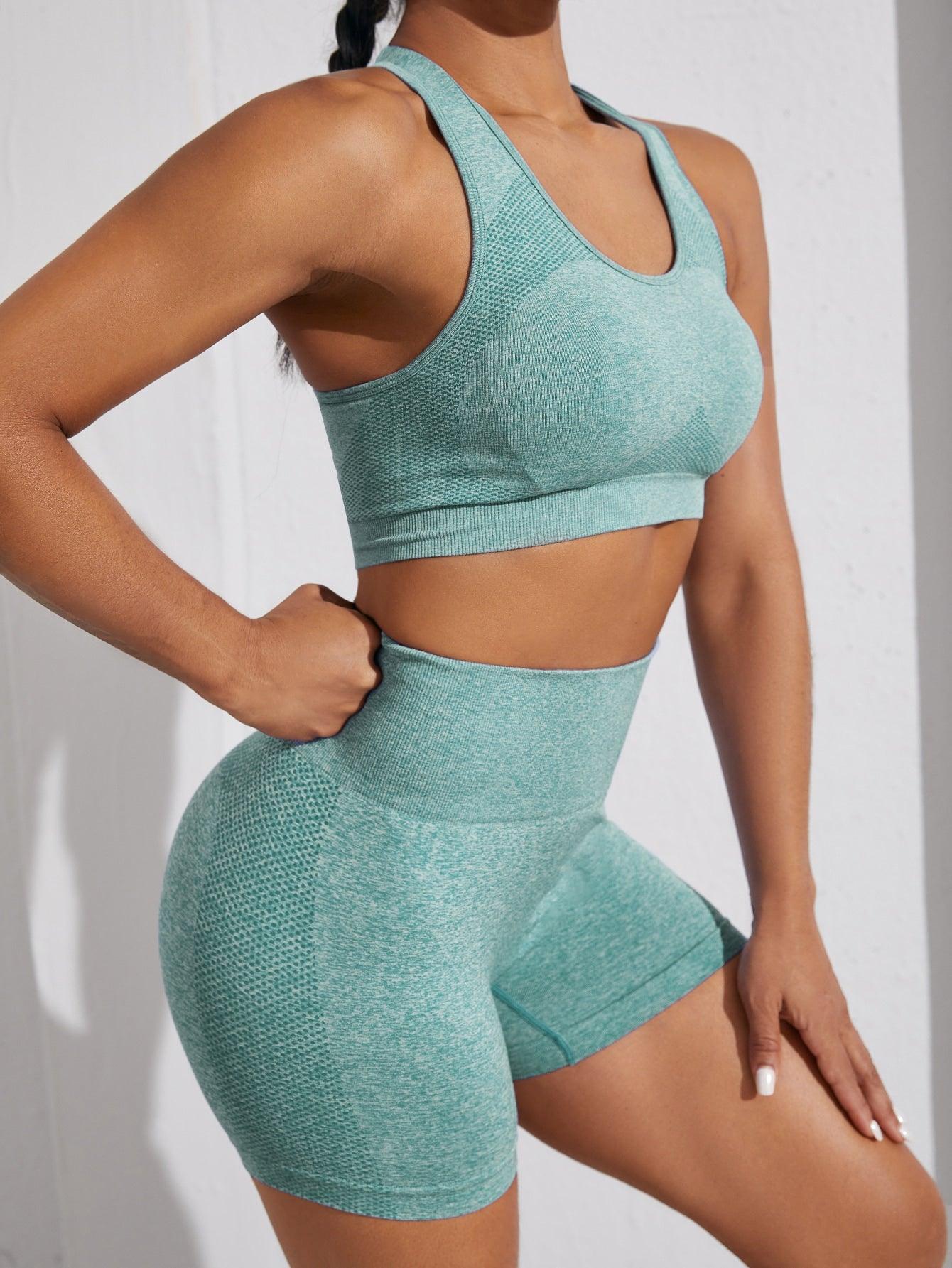 HOLLOW OUT RACER BACK FITNESS SET - pink kangaroo yoga