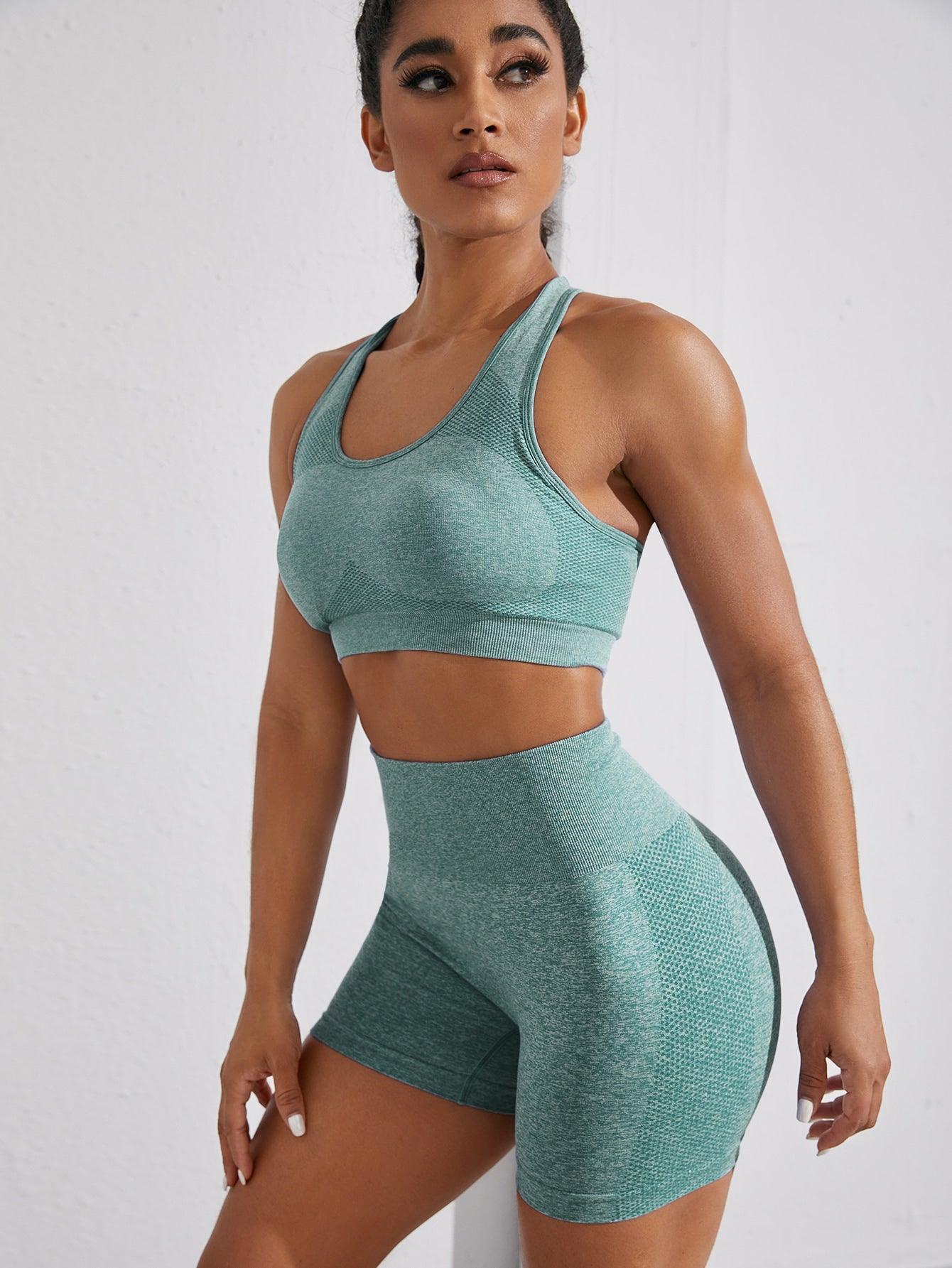 HOLLOW OUT RACER BACK FITNESS SET - pink kangaroo yoga